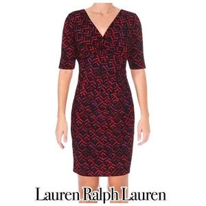 LAUREN RALPH LAUREN Womens Petites Printed Office Wear to Work Dress